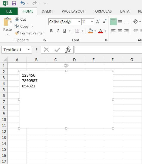 Как удалить текстовое поле в Excel 2013