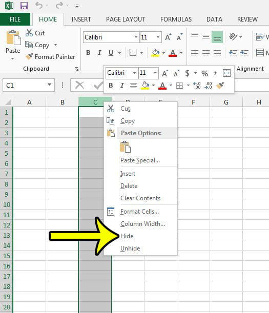 Как скрыть ячейки в Excel 2013